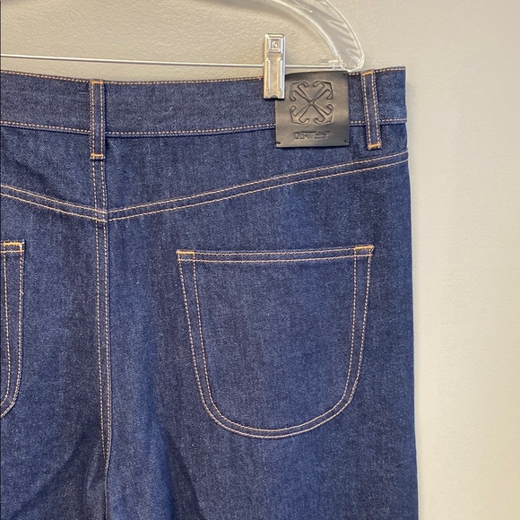 NWT & SOLD OUT Off-White '90s Logo Baggy Denim Jeans in Raw Blue Gold 36W x 36L - Picture 10 of 12